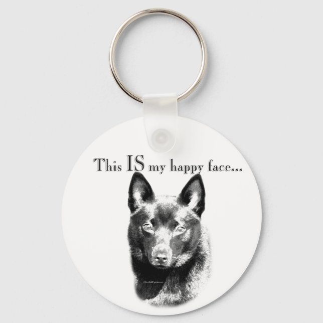 Schipperke Happy Face Key Ring (Front)