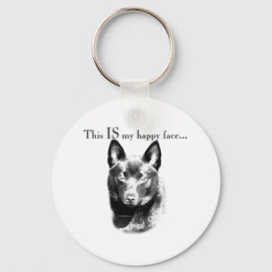 Schipperke Happy Face Key Ring