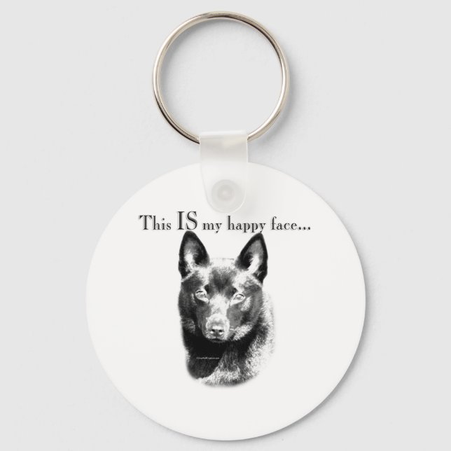 Schipperke Happy Face Key Ring (Front)