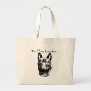 Schipperke Happy Face Large Tote Bag