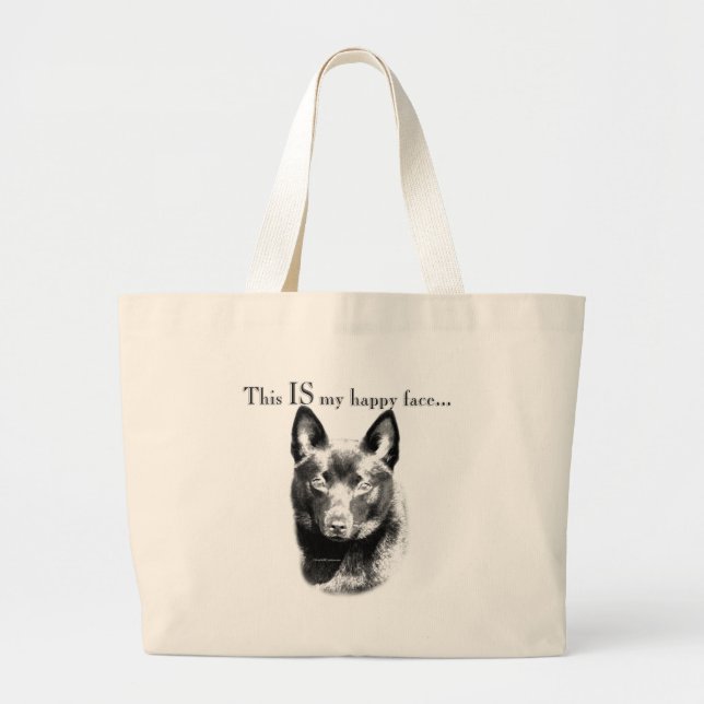 Schipperke Happy Face Large Tote Bag (Front)
