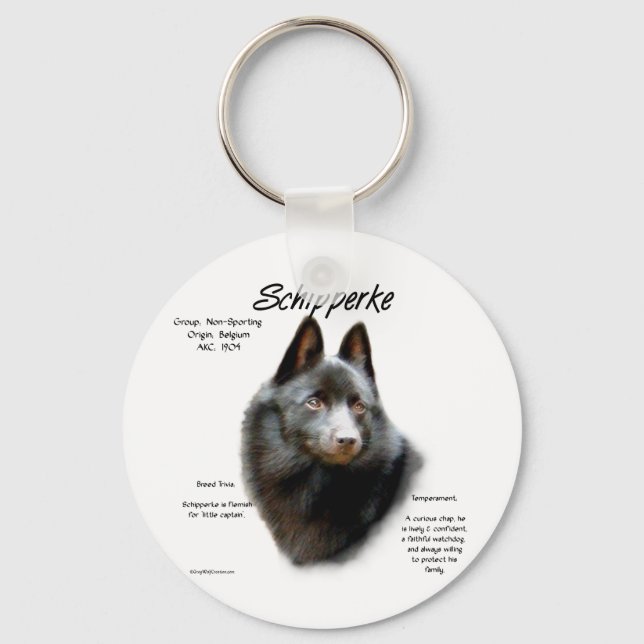 Schipperke History Design Key Ring (Front)