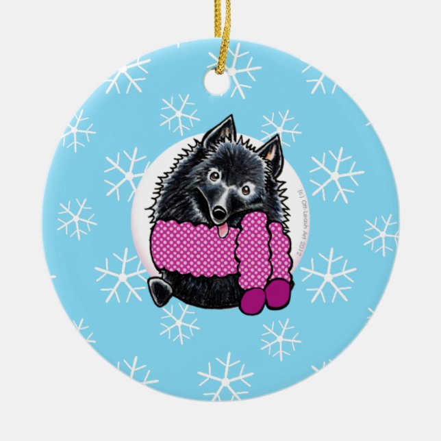 Schipperke Let it Snow Ceramic Tree Decoration (Front)
