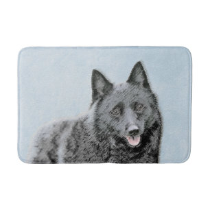 Schipperke Painting - Cute Original Dog Art Bath Mat