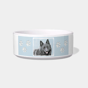 Schipperke Painting - Cute Original Dog Art Bowl