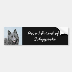 Schipperke Painting - Cute Original Dog Art Bumper Sticker