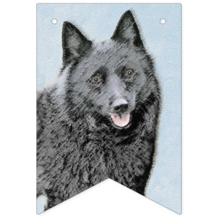 Schipperke Painting - Cute Original Dog Art Bunting