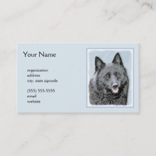 Schipperke Painting - Cute Original Dog Art Business Card