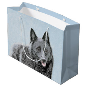 Schipperke Painting - Cute Original Dog Art Large Gift Bag