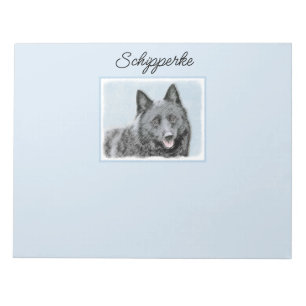 Schipperke Painting - Cute Original Dog Art Notepa Notepad