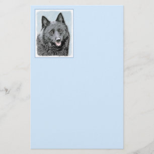 Schipperke Painting - Cute Original Dog Art Stationery