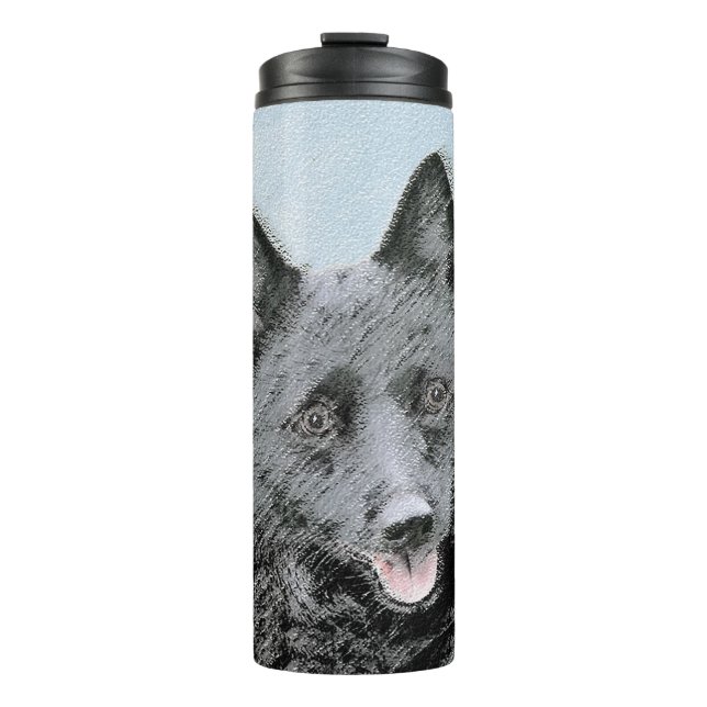 Schipperke Painting - Cute Original Dog Art Thermal Tumbler (Front)