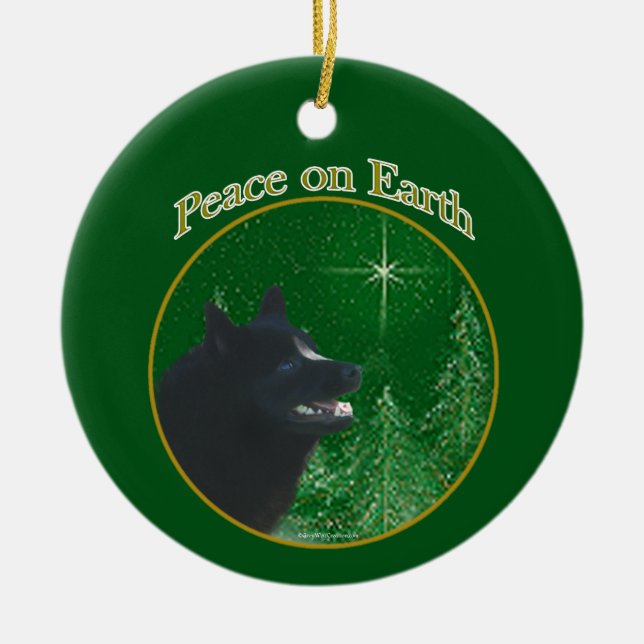 Schipperke Peace Ceramic Ornament (Front)