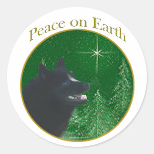 Schipperke Peace Classic Round Sticker