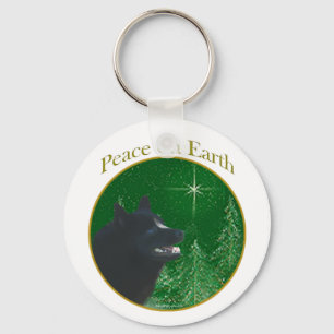 Schipperke Peace Key Ring