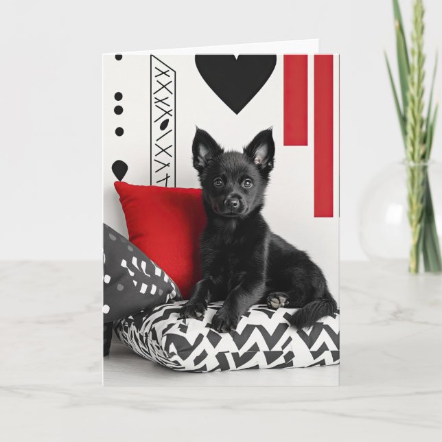 Schipperke Puppy Valentine Card (Front)