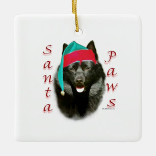 Schipperke Santa Paws Ceramic Ornament