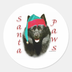 Schipperke Santa Paws Classic Round Sticker