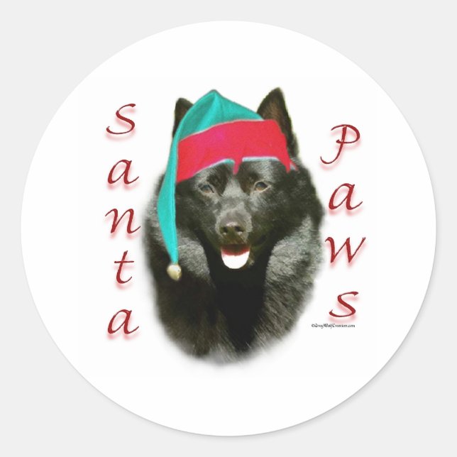 Schipperke Santa Paws Classic Round Sticker (Front)