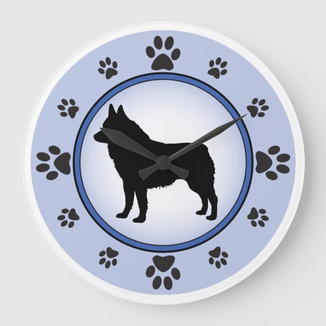 Schipperke Silhouette Large Clock (Front)
