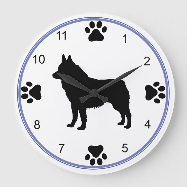 Schipperke Silhouette Large Clock (Front)
