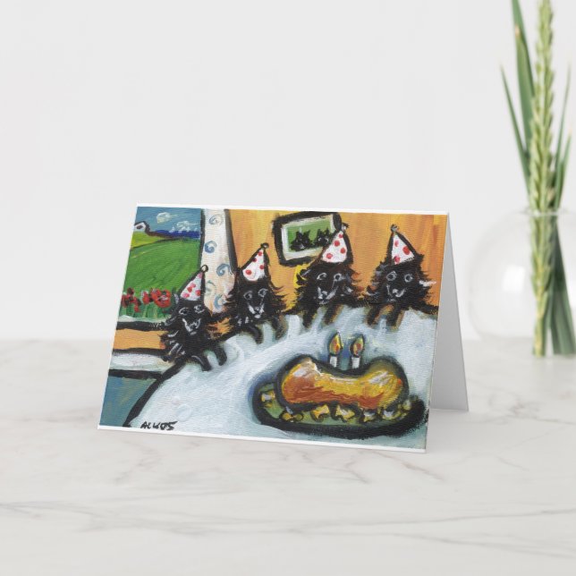 Schipperke summer birthday party card (Front)