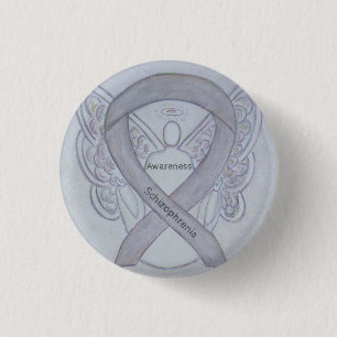 Schizophrenia Awareness Ribbon Angel Custom Pins