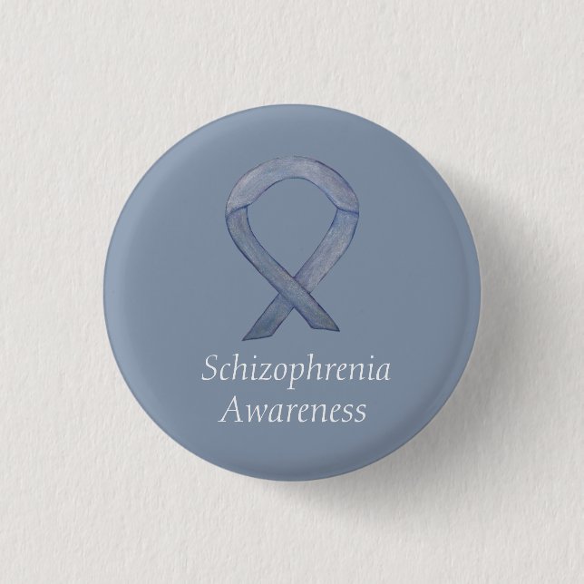 Schizophrenia Awareness Ribbon Custom Pins (Front)