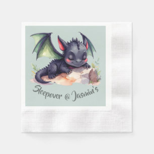 Schlafender Drache mit grünen Flügeln Napkin