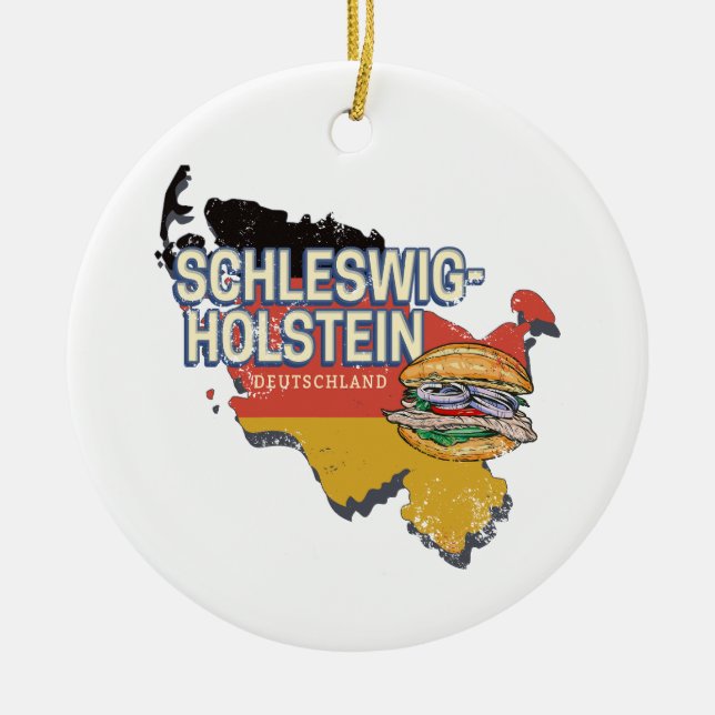 Schleswig-Holstein Germany Federal State Map Ceramic Ornament (Front)