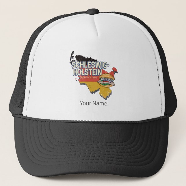 Schleswig-Holstein Germany Federal State Map Trucker Hat (Front)