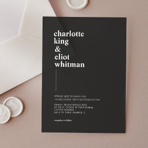 Schlicht modern, bold, dark grey acrylic  invitations