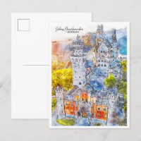 Schloss Neuschwanstein Germany travel watercolor