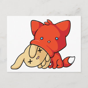 SCHLUP Fox Eating Rabbit Postcard