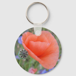 Schlüsselanhänger herzförmige Mohnblume Key Ring