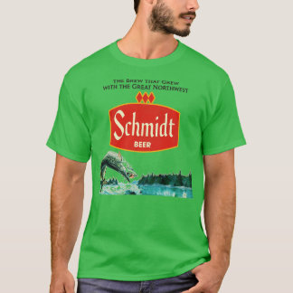 Schmidt Beer Retro Defunct Fishing Nature Scene T-Shirt