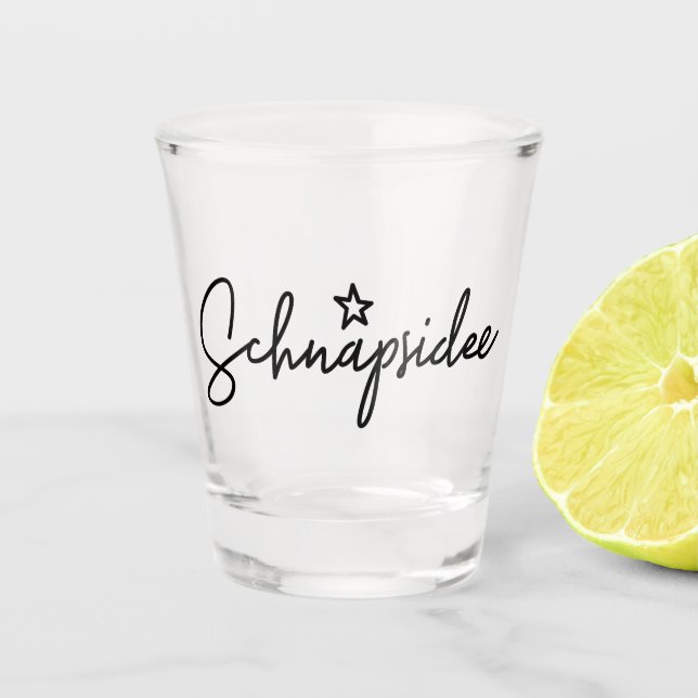Schnapsidee, German Word, Booze Idea, Germany Shot Glass (Front)