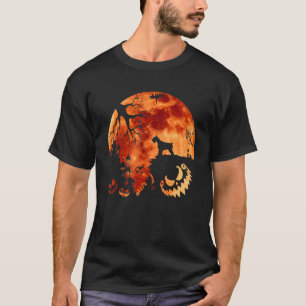 Schnauzer And Moon Halloween Costume Pumpkin Dog T-Shirt