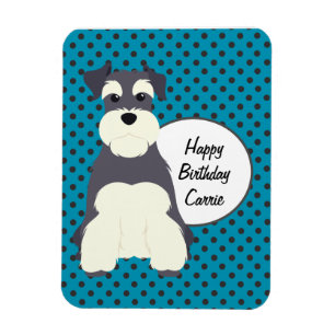 Schnauzer and Polka Dots Birthday  Magnet