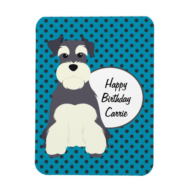 Schnauzer and Polka Dots Birthday  Magnet (Vertical)