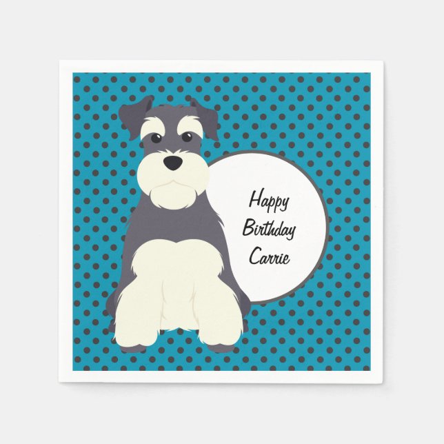 Schnauzer and Polka Dots Customisable Napkin (Front)
