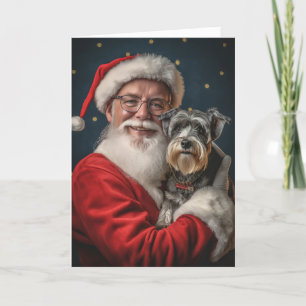 Schnauzer and Santa Holiday Card