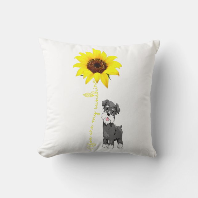 Schnauzer Are My Sunshine Sunflower Schnauzer Mum Cushion (Front)