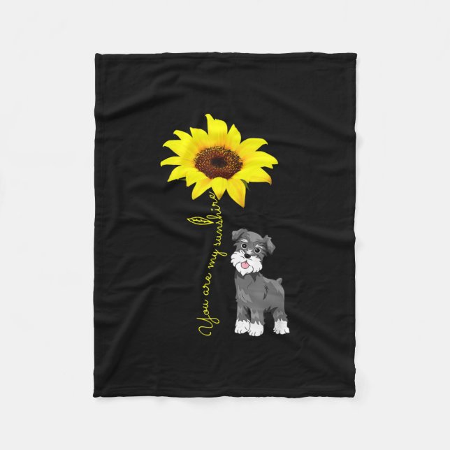 Schnauzer Are My Sunshine Sunflower Schnauzer Mum Fleece Blanket (Front)