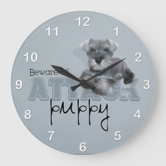 Schnauzer Attack Wall Clock (Front)
