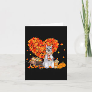 Schnauzer Autumn Tree Fall Leaves Pumpkin Dog Love Card