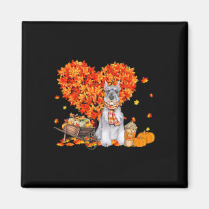 Schnauzer Autumn Tree Fall Leaves Pumpkin Dog Love Magnet