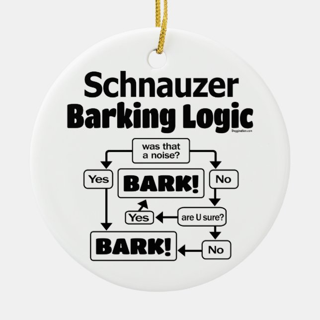 Schnauzer Barking Logic Ceramic Ornament (Front)