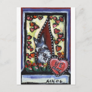 Schnauzer be mine Valentine heart Holiday Postcard