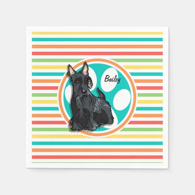 Schnauzer; Bright Rainbow Stripes Napkin (Front)